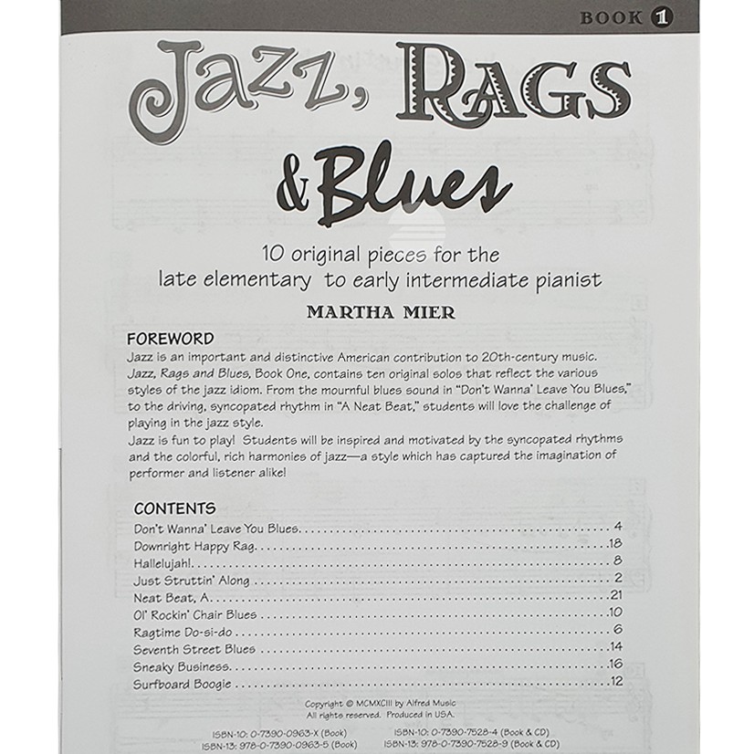 Jazz, Rags & Blues Book 1 with Online Audio Access - Euphony Musical